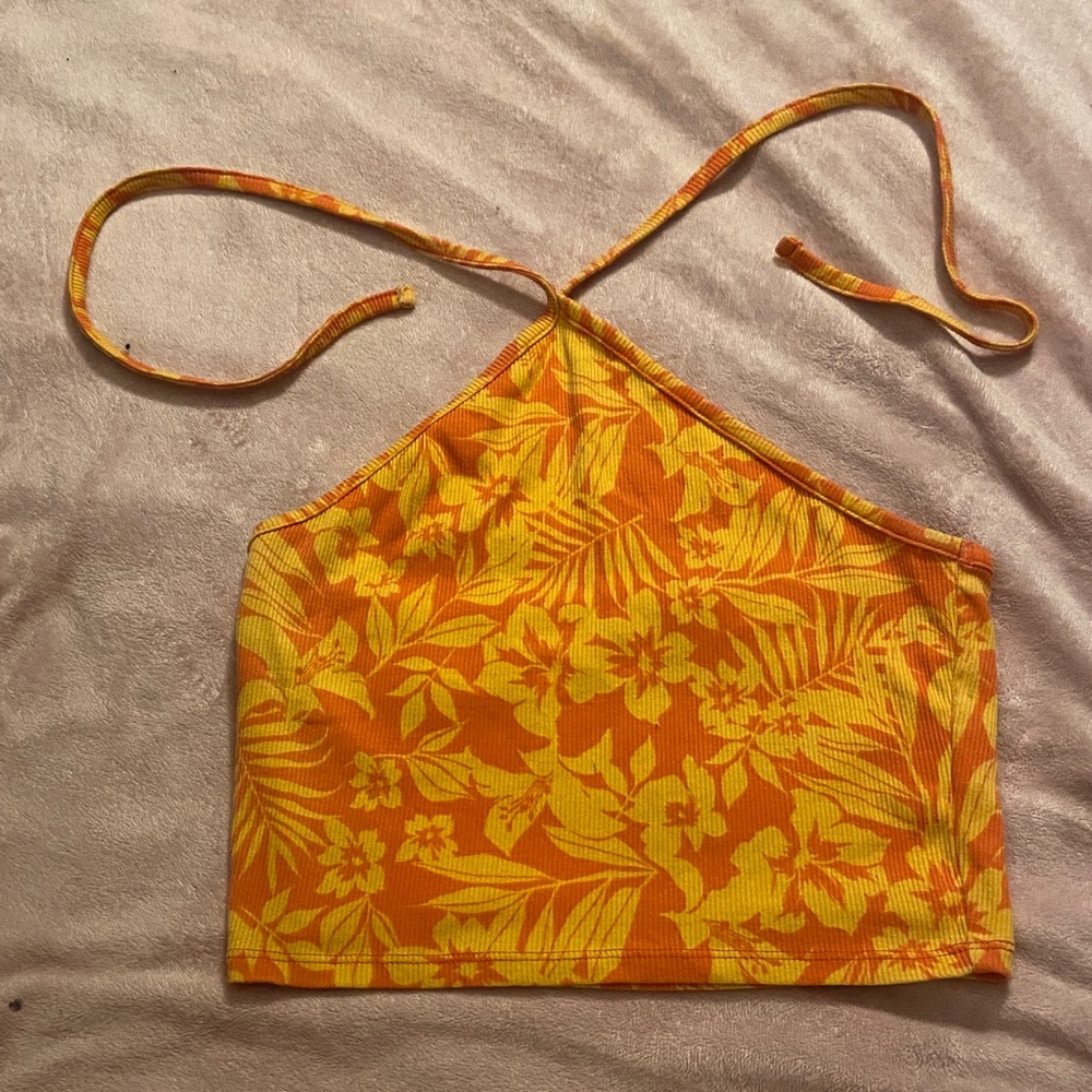 Tropical Halter Crop Top size medium